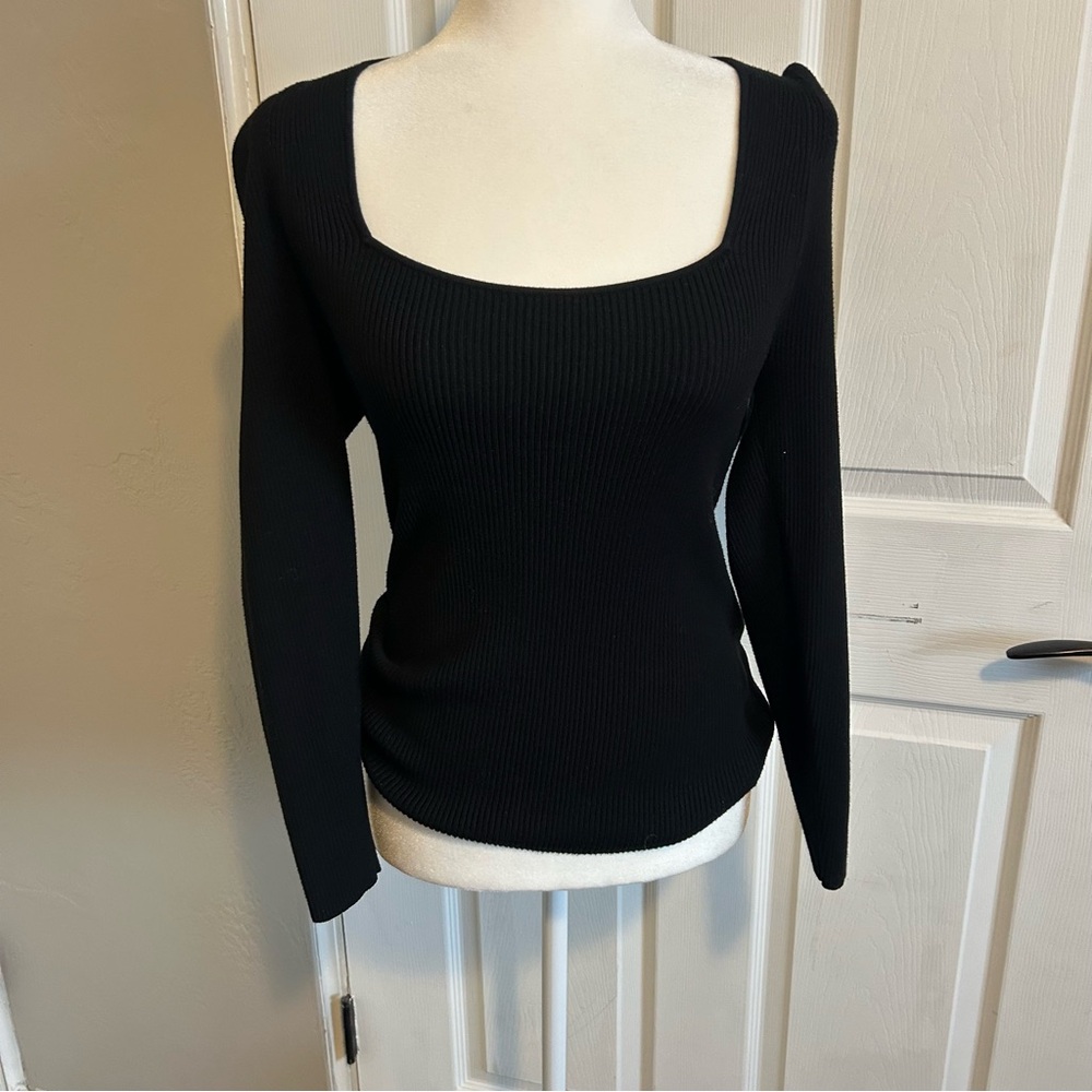 Maeve Black Ribbed Blouse - Picture 5 of 8